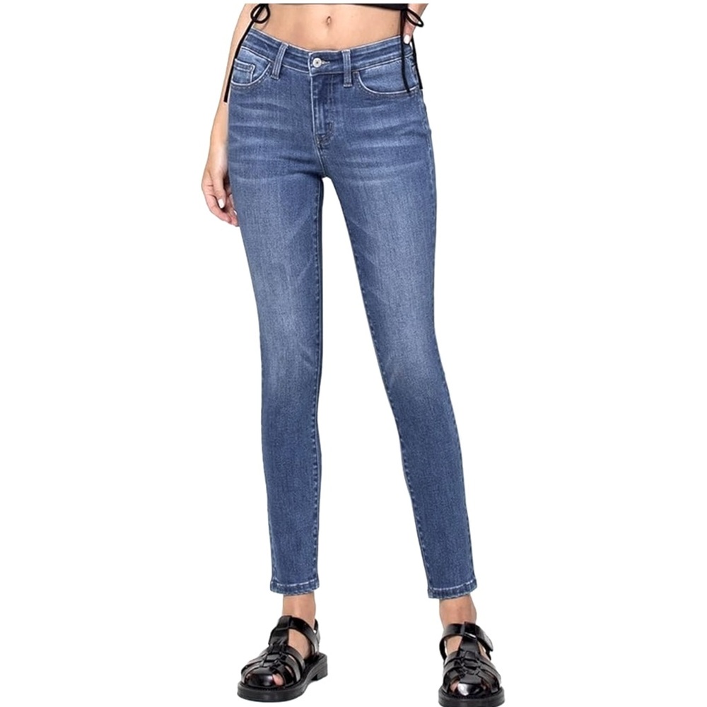 Vervet High Rise Crop Slim Straight Jeans | Medium Blue Wash | Size 25 - Picture 2 of 5